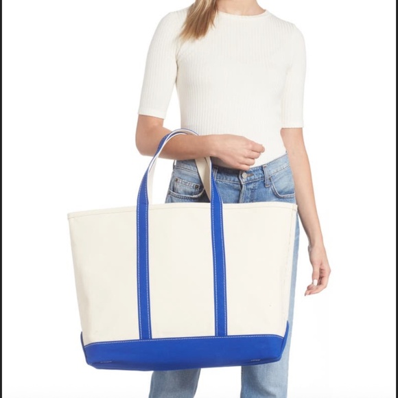 LL Bean Large Boat Tote Bag Regatta Blue - Picture 9 of 10